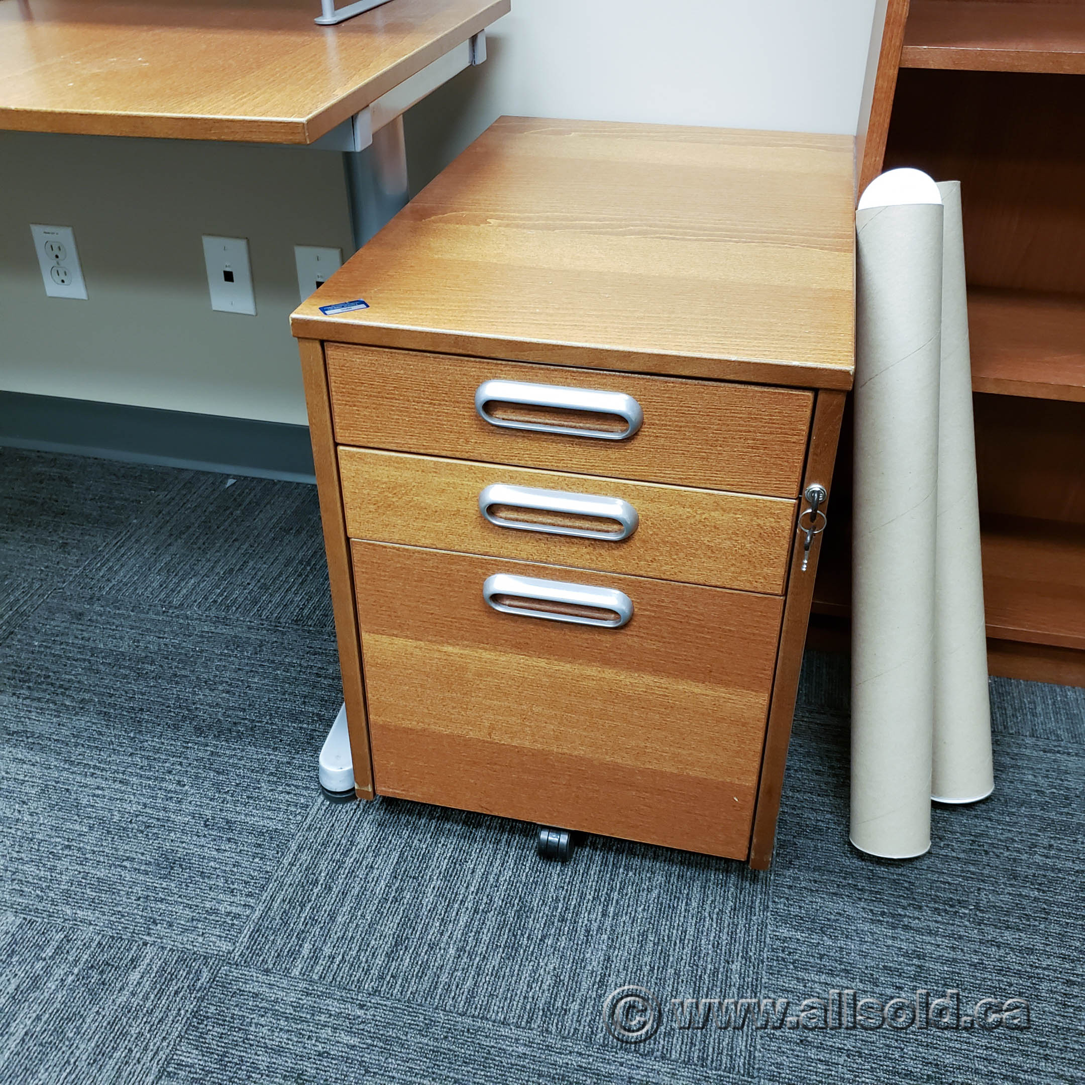 IKEA Galant Maple 3 Drawer Rolling Pedestal, Locking Allsold.ca Buy